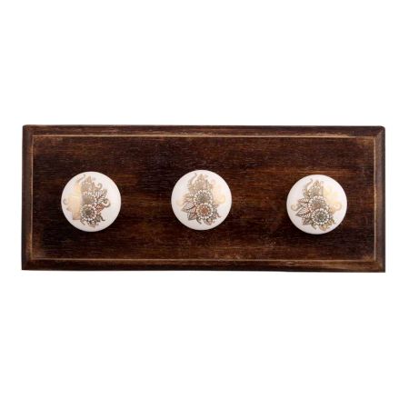 Golden Calliopsis Flower Flat Ceramic Wooden Hooks